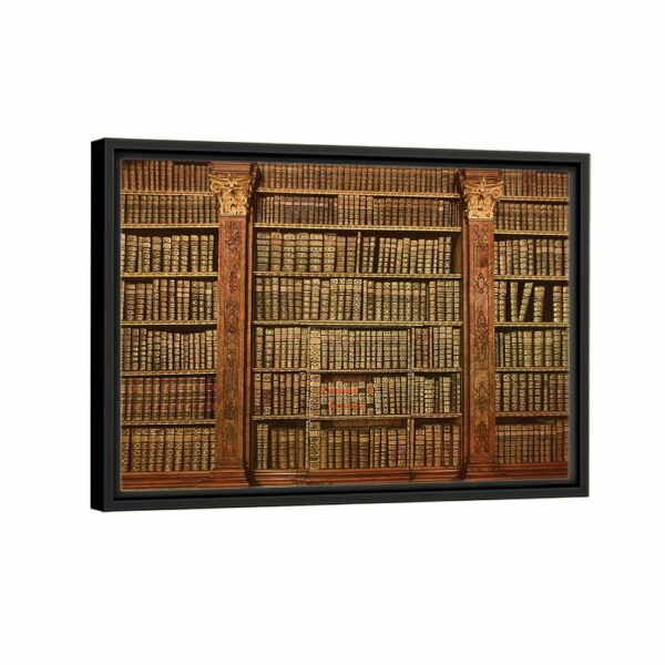 vintage bookshelf framed canvas black frame