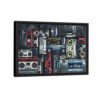 vintage boombox framed canvas black frame