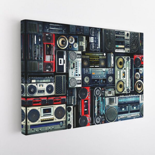 vintage boombox stretched canvas