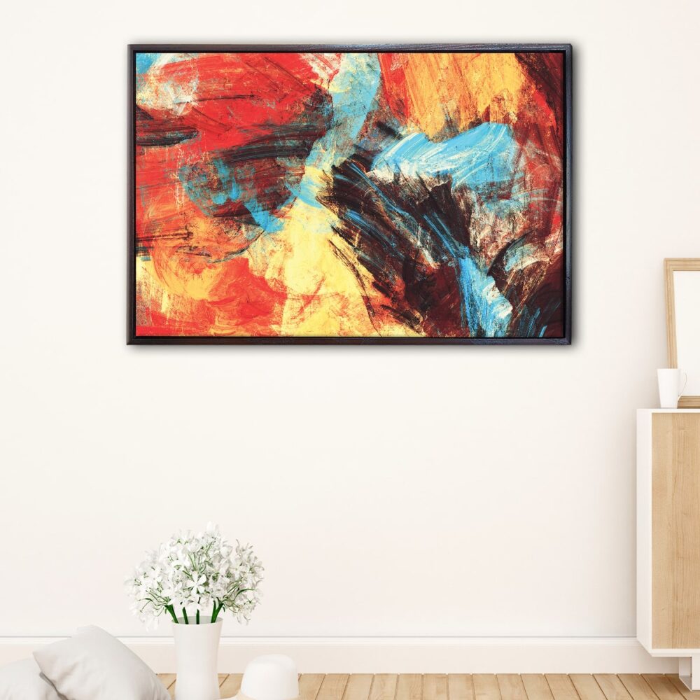 warm brush strokes floating frame canvas