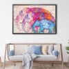 watercolor elephants floating frame canvas