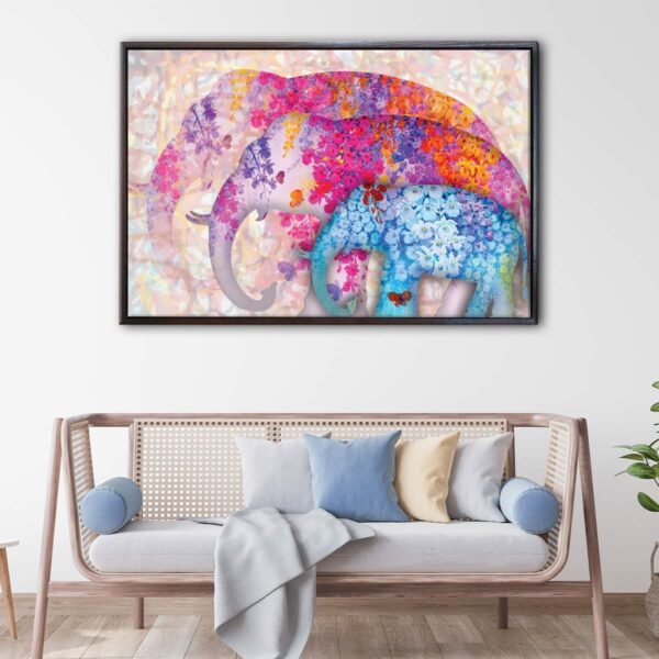 watercolor elephants floating frame canvas