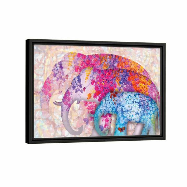 watercolor elephants framed canvas black frame