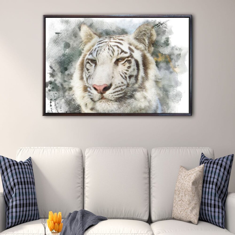 white tiger floating frame canvas