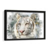 white tiger framed canvas black frame