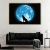 wolf blue moon floating frame canvas