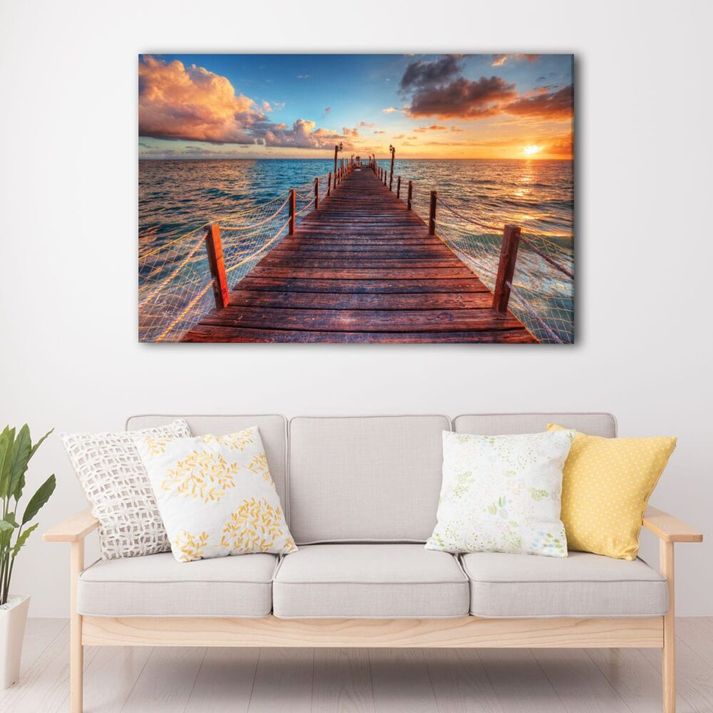 1 panels Sea Pier sunset canvas art