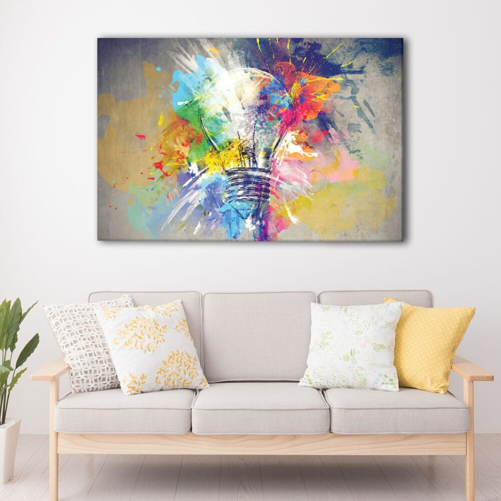 1 panels colorful light bulb canvas art