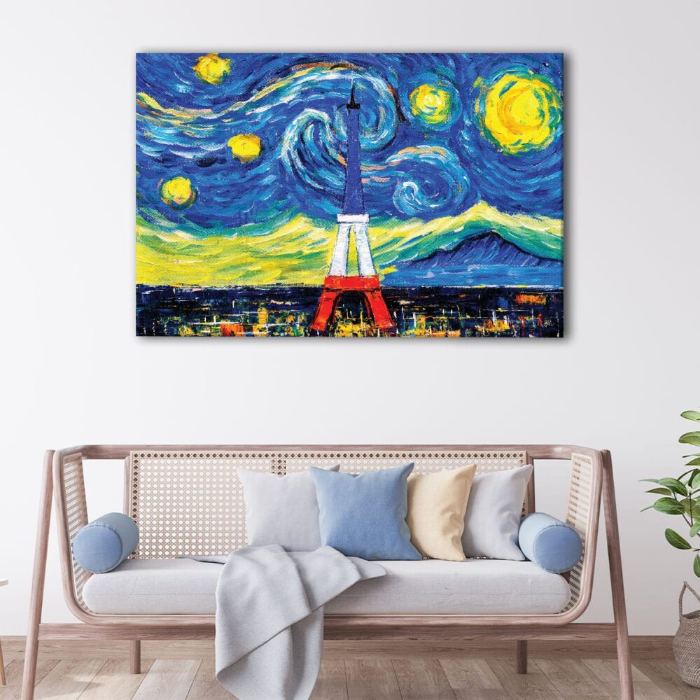 1 panels eiffel tower van gogh style canvas art