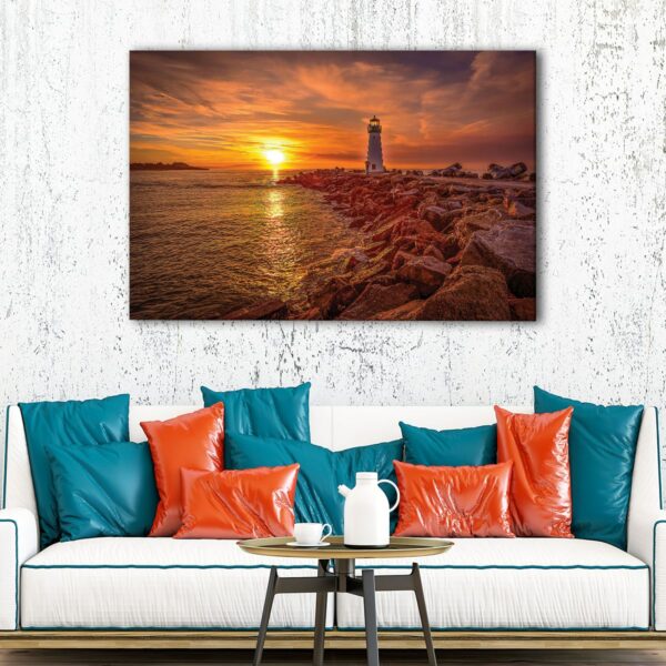 1 panels lighthouse sunset canvas art