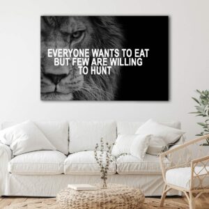 1 panels lion face quote canvas art