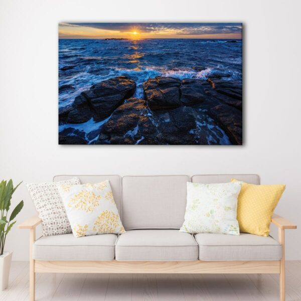 1 panels rocky beach sunrise canvas art