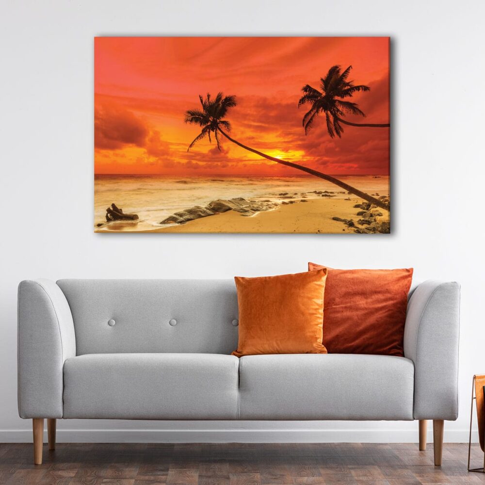 1 panels warm beach sunset canvas art