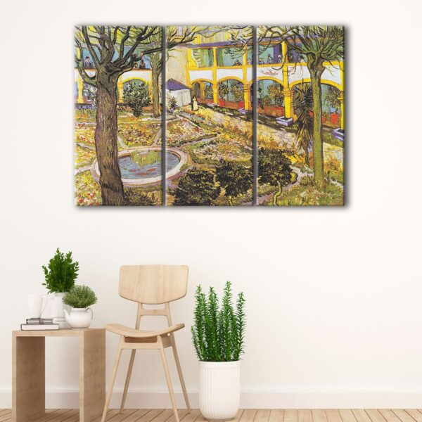 3 panels Garden of the Hospital in Arles canvas art