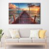 3 panels Sea Pier sunset canvas art