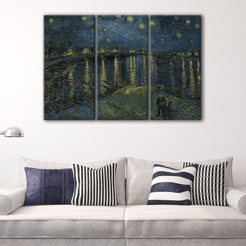 3 panels Starry Night Over the Rhone canvas art