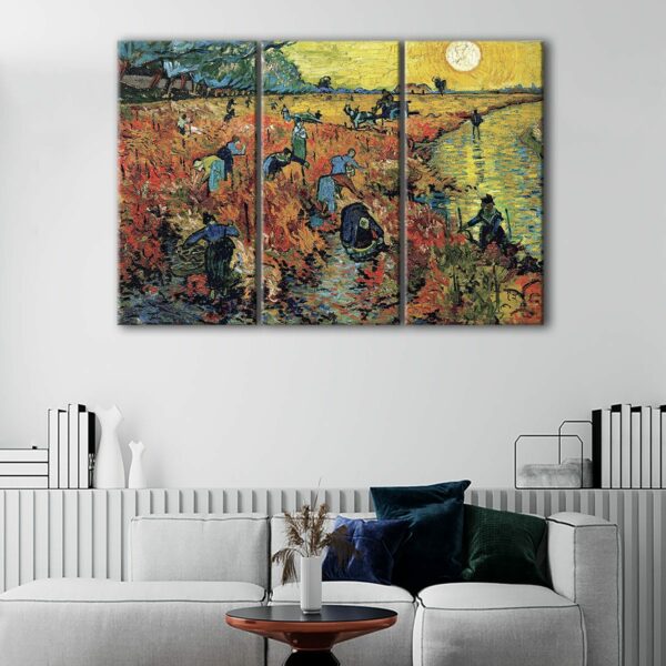 3 panels The Red Vineyard canvas art