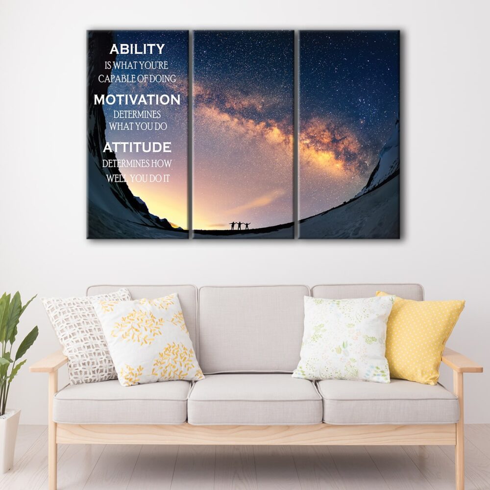 3 panels ability motivation quote canvas art