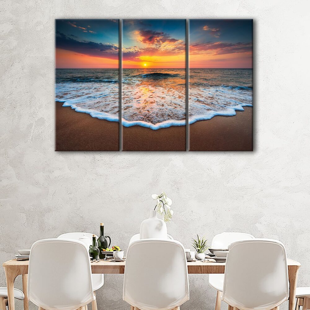 3 panels beach sunset canvas art