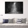 3 panels black and white forest canvas art