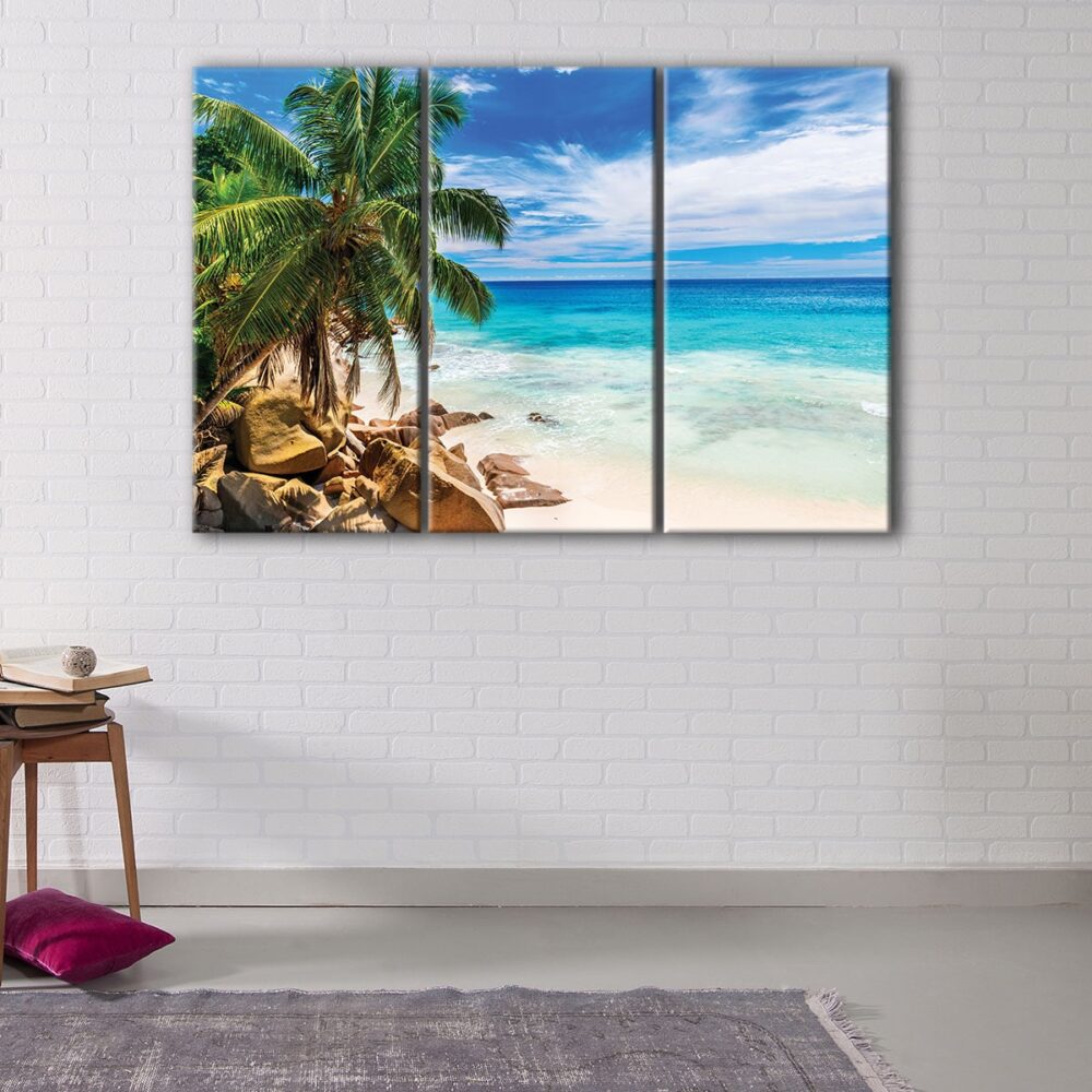 3 panels carribean beach canvas art