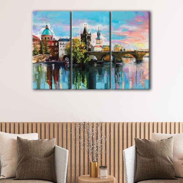 3 panels charles bridge giclee canvas art