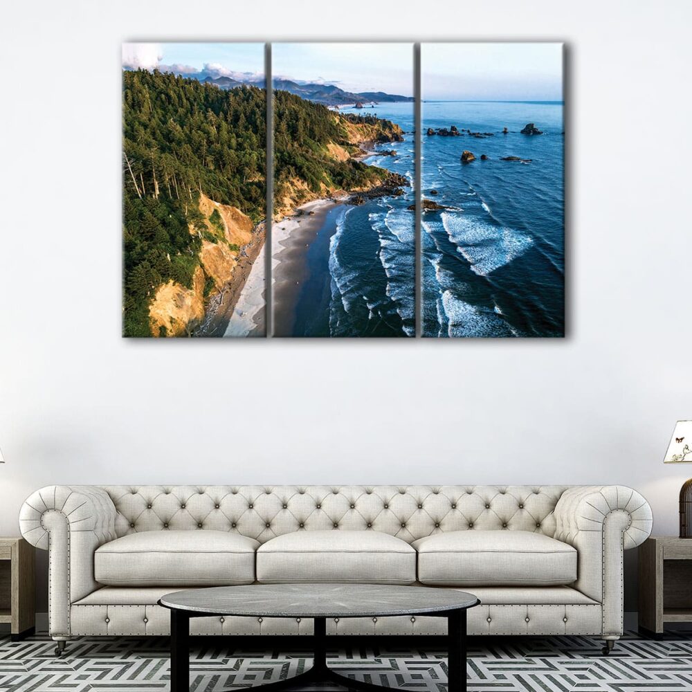 3 panels forest and beach canvas art