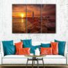 3 panels lighthouse sunset canvas art