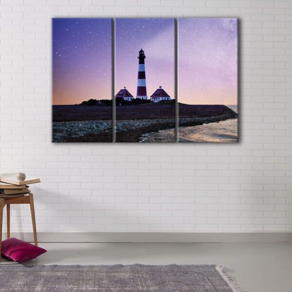 3 panels Lighthouse and stars canvas art