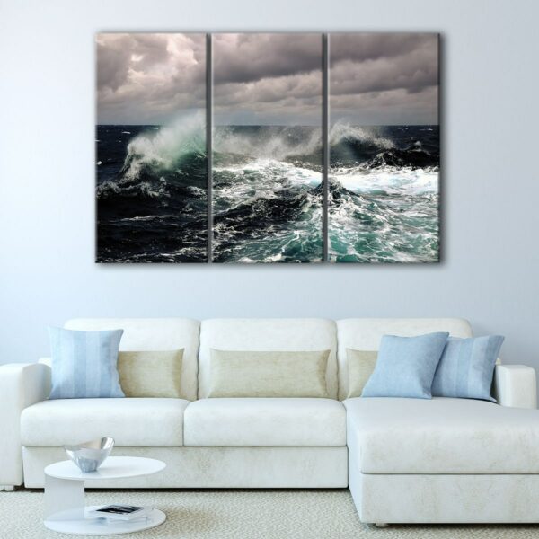 3 panels ocean storm canvas art