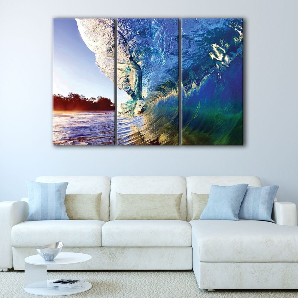 3 panels ocean wave canvas art