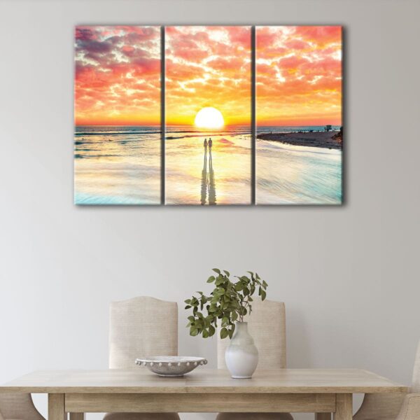 3 panels romantic beach sunset canvas art