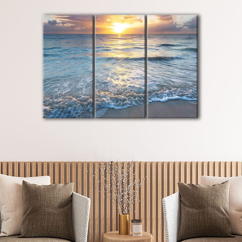 3 panels serenity beach canvas art