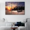 3 panels seychelles beach susnet canvas art