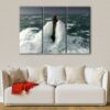 3 panels submerged lighthouse canvas art