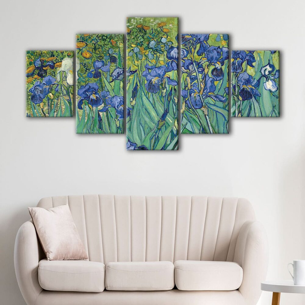 5 panels Irises canvas art