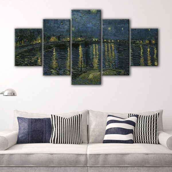 5 panels Starry Night Over the Rhone canvas art