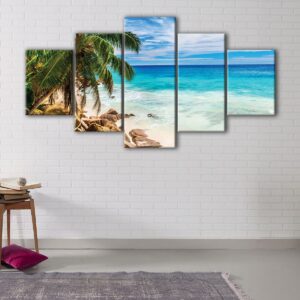 5 panels carribean beach canvas art