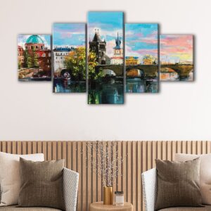 5 panels charles bridge giclee canvas art