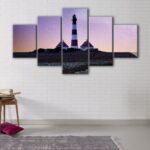 5 panels Lighthouse and stars canvas art