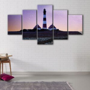 5 panels Lighthouse and stars canvas art