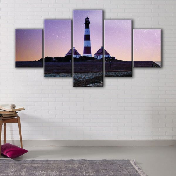 5 panels Lighthouse and stars canvas art