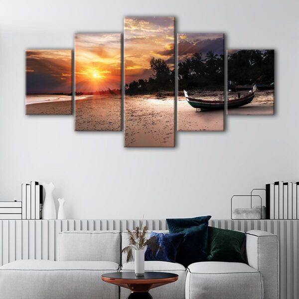 5 panels seychelles beach susnet canvas art