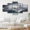 5 panels stormy lighthouse canvas art