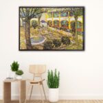 Garden of the Hospital in Arles floating frame canvas