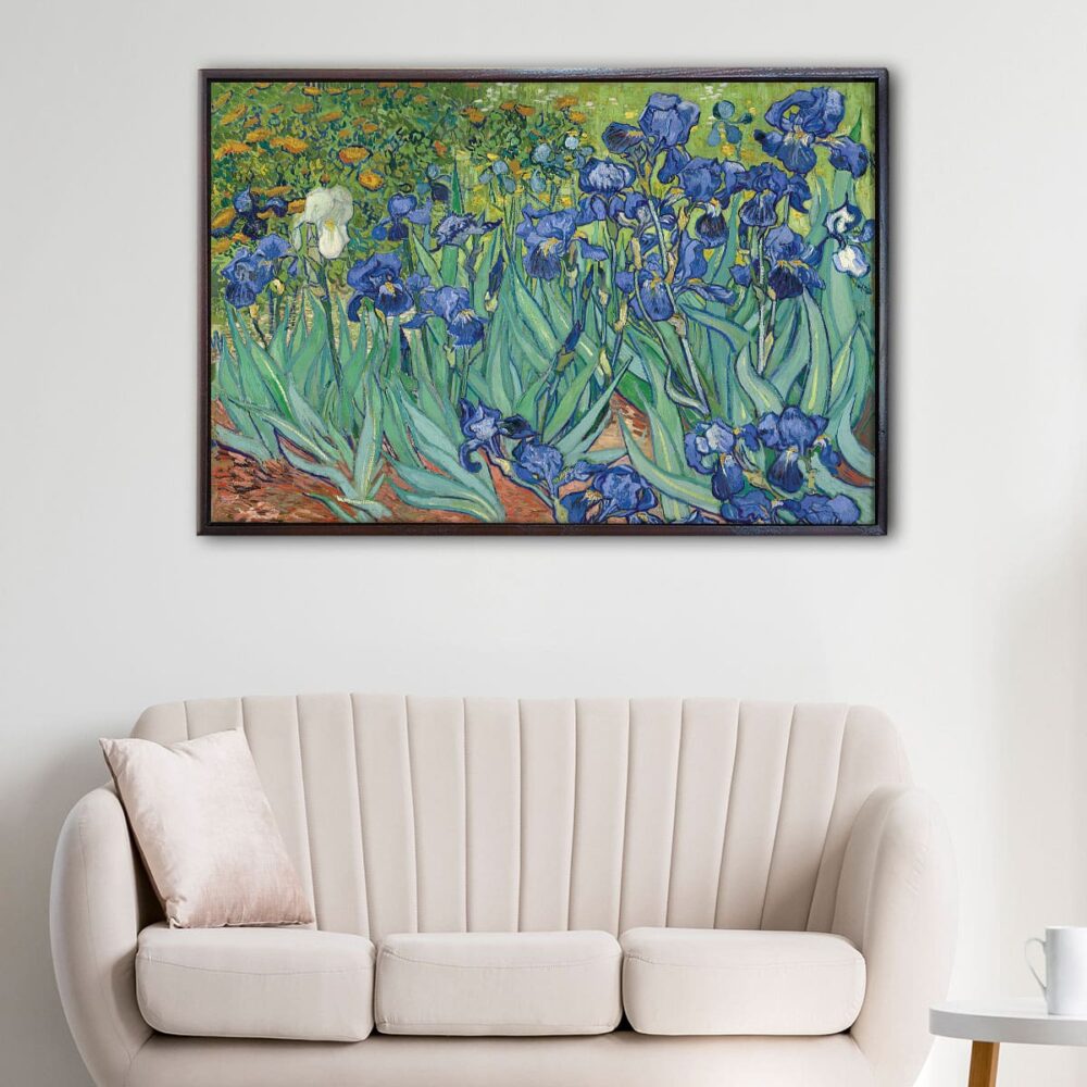 Irises floating frame canvas