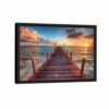 Sea Pier sunset framed canvas black frame