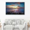 beach sunrise floating frame canvas