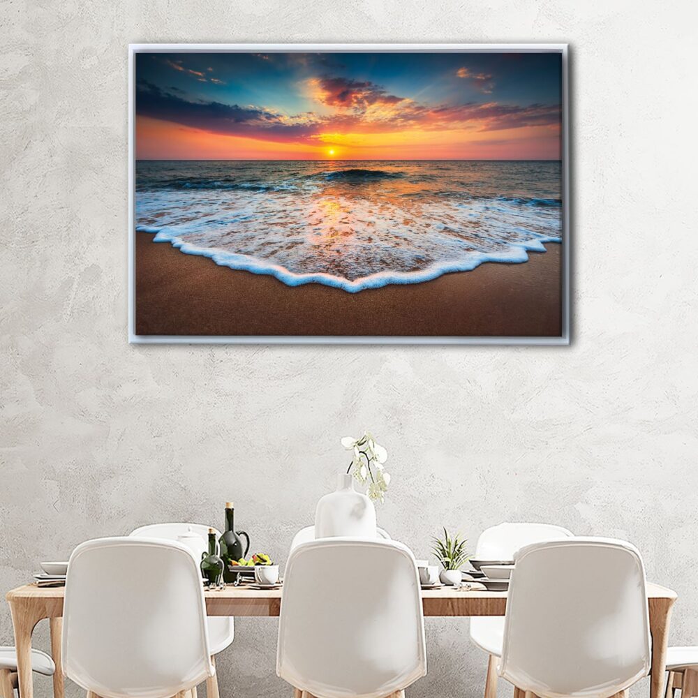 beach sunset floating frame canvas