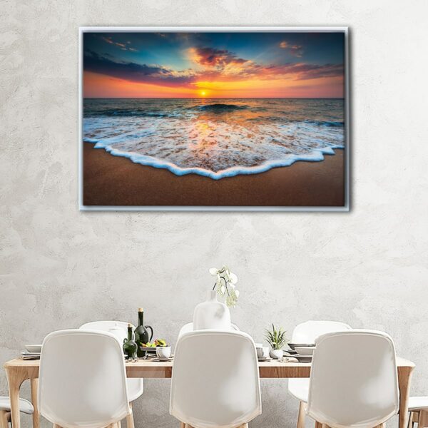 beach sunset floating frame canvas